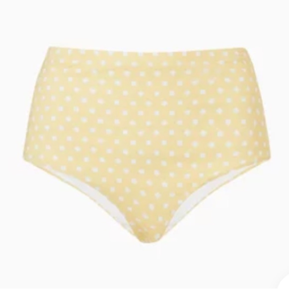 Arabella Sculpting High-Waist Brief Bikini Bottom yellow dot